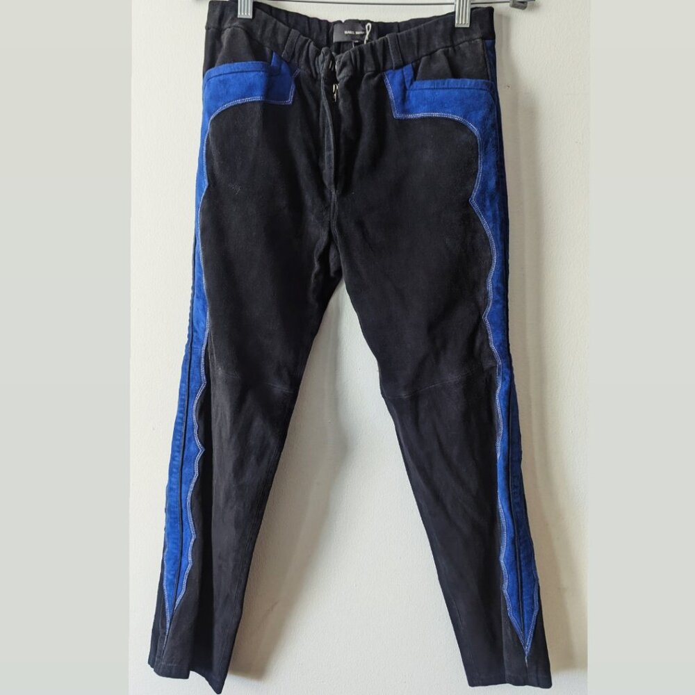 ISABEL MARANT FR 40 SUEDE blue/blk WESTERN cigarette pants